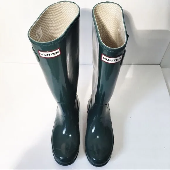 Hunter green tall Rain boots