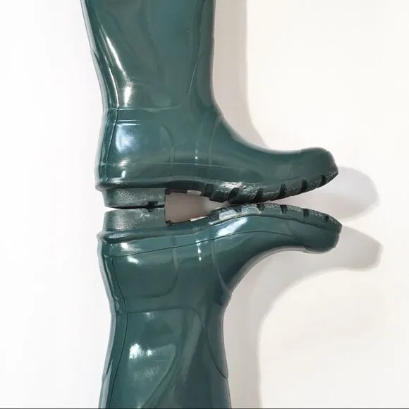 Hunter green tall Rain boots