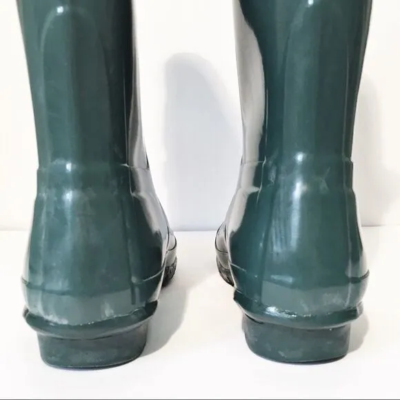 Hunter green tall Rain boots