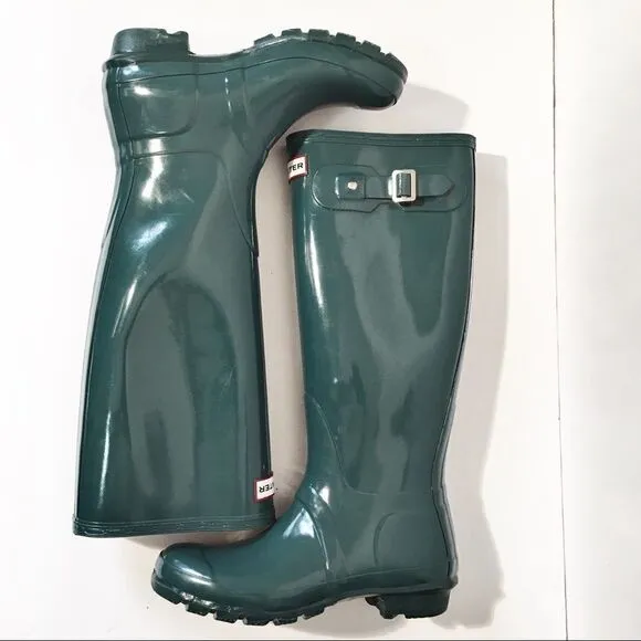 Hunter green tall Rain boots