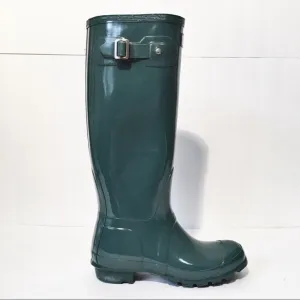 Hunter green tall Rain boots
