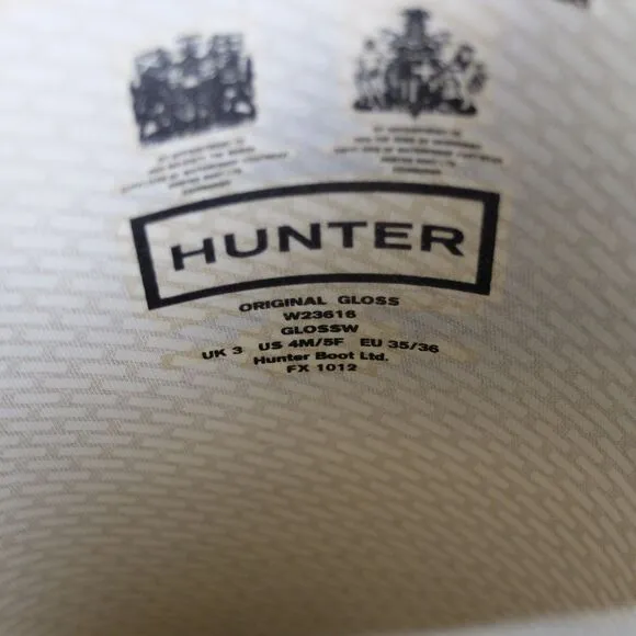 Hunter Original Black Tall Gloss Rain Boots Size 5