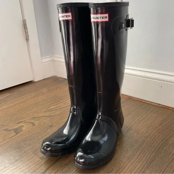 Hunter original gloss tall rain boots size M5 F6