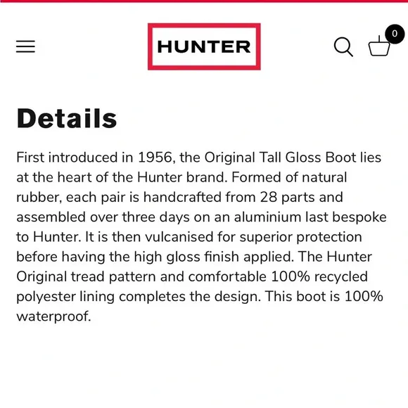 Hunter original gloss tall rain boots size M5 F6