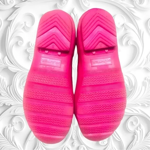 Hunter Original Rain Boots Tall Gloss Glitter Barbie Pink Girls Size 4 Boot