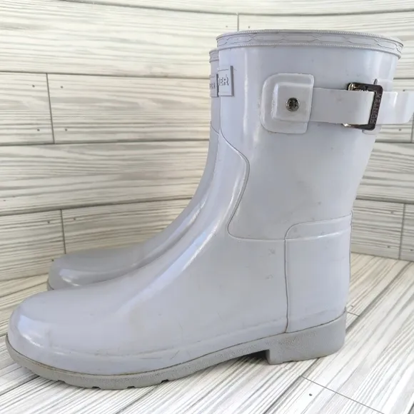 Hunter Original Refined Short Gloss Rain Boots in Fountain Blue Size 7