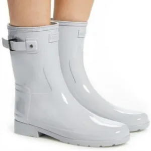 Hunter Original Refined Short Gloss Rain Boots in Fountain Blue Size 7