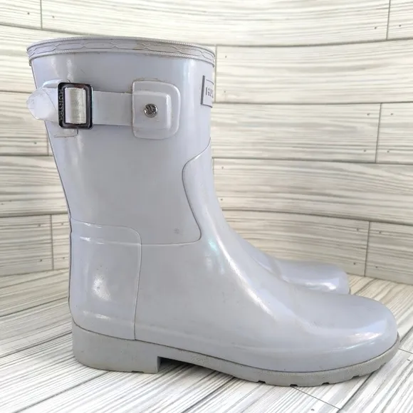 Hunter Original Refined Short Gloss Rain Boots in Fountain Blue Size 7