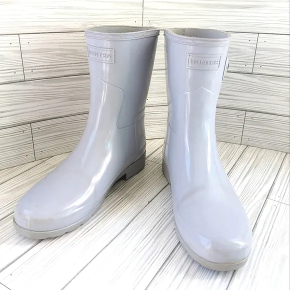 Hunter Original Refined Short Gloss Rain Boots in Fountain Blue Size 7