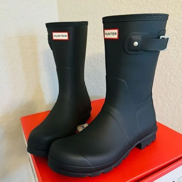 HUNTER Original Short Waterproof Rain Boot, Rubber Black, Size 11, NWT