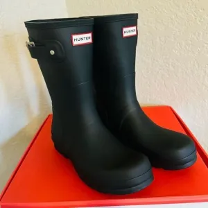 HUNTER Original Short Waterproof Rain Boot, Rubber Black, Size 11, NWT