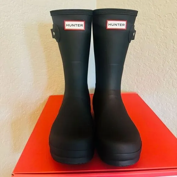 HUNTER Original Short Waterproof Rain Boot, Rubber Black, Size 11, NWT