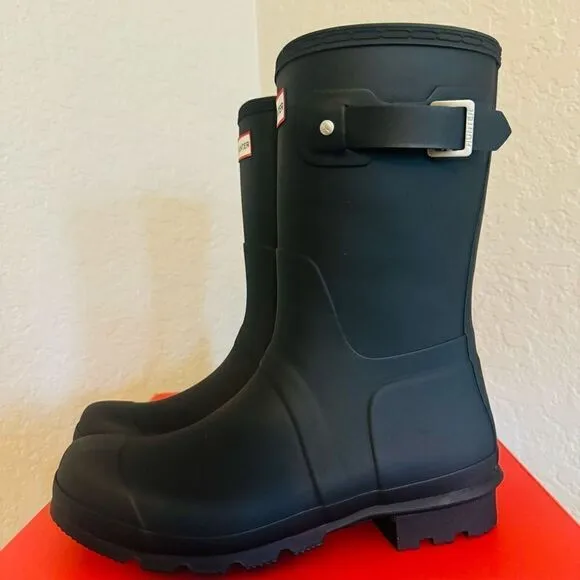 HUNTER Original Short Waterproof Rain Boot, Rubber Black, Size 11, NWT