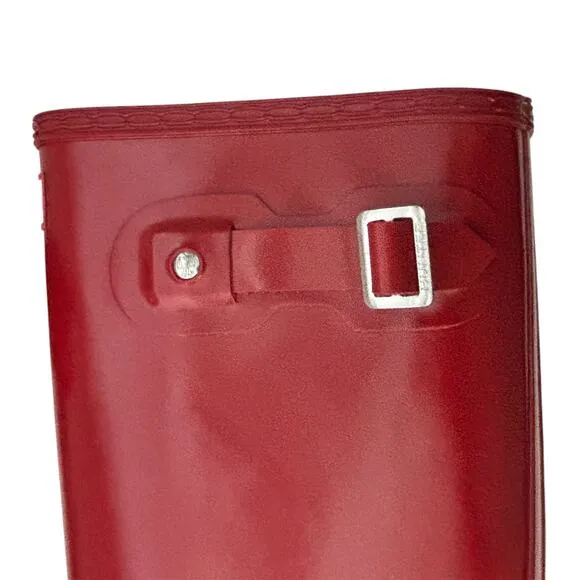 Hunter Original Tall Gloss Rain Boots Military Red Size 8