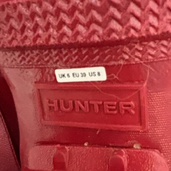 Hunter Original Tall Gloss Rain Boots Military Red Size 8