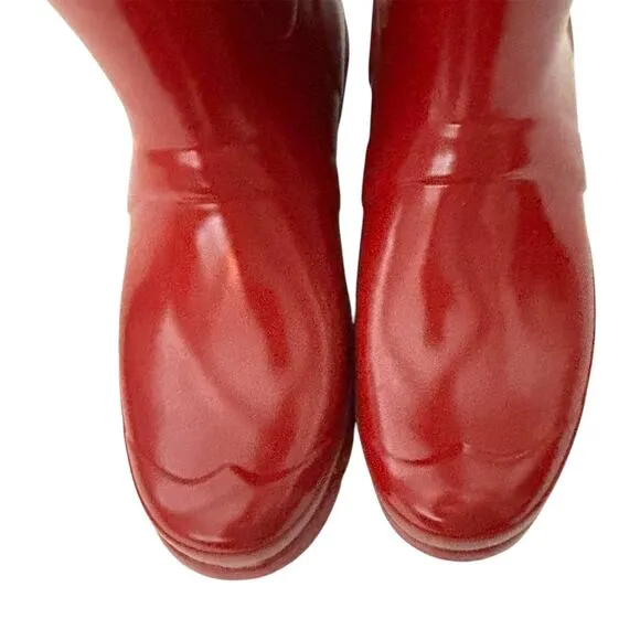 Hunter Original Tall Gloss Rain Boots Military Red Size 8