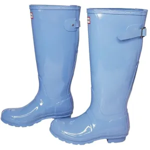 HUNTER Original Tall Wellington Gloss Rain Boots Blue Women's Size US6 in EUC