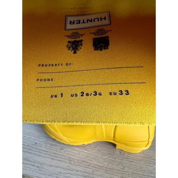 Hunter Original Tall Yellow Buckle Boots Kids - SZ 2 Boy/ 3 Girl