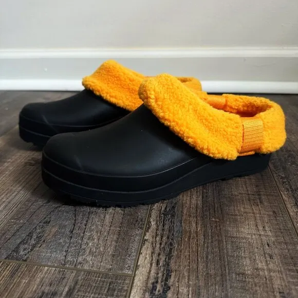 Hunter PLAY SHERPA INSULATED CLOG Black Nomad Orange New Women's Shoes Size 7