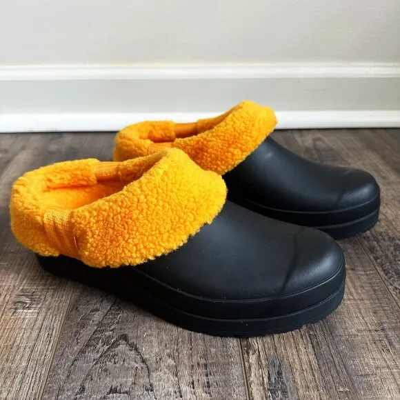 Hunter PLAY SHERPA INSULATED CLOG Black Nomad Orange New Women's Shoes Size 7