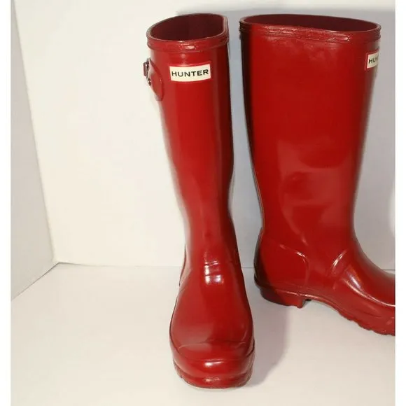Hunter Red Original Tall Gloss Rain Water Boots SZ: 5 - 6  Youth