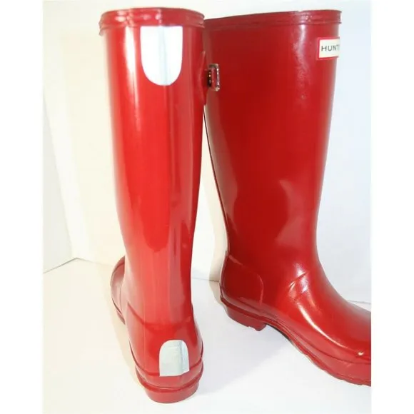 Hunter Red Original Tall Gloss Rain Water Boots SZ: 5 - 6  Youth