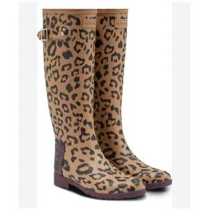 Hunter Refined Tall Leopard Original Rain Boots, US 6 / 37