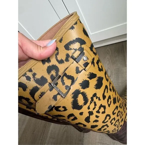 Hunter Refined Tall Leopard Original Rain Boots, US 6 / 37