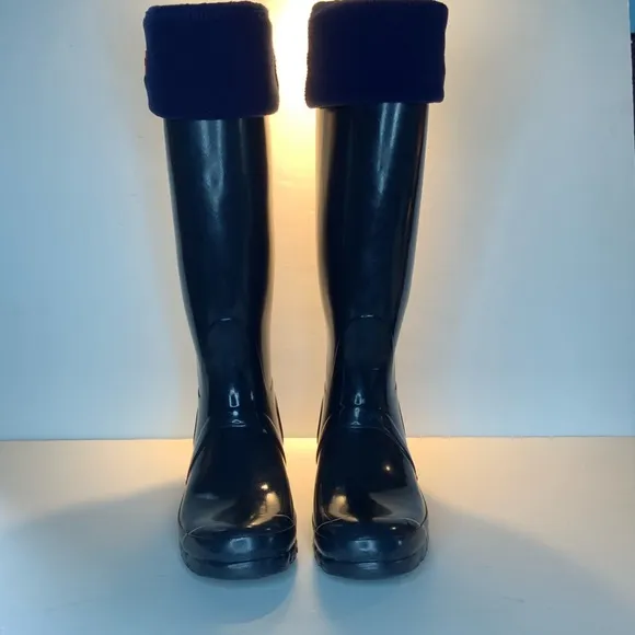 Hunter Tall Gloss Rain Boots &amp; Boot Socks 16&quot; #L1