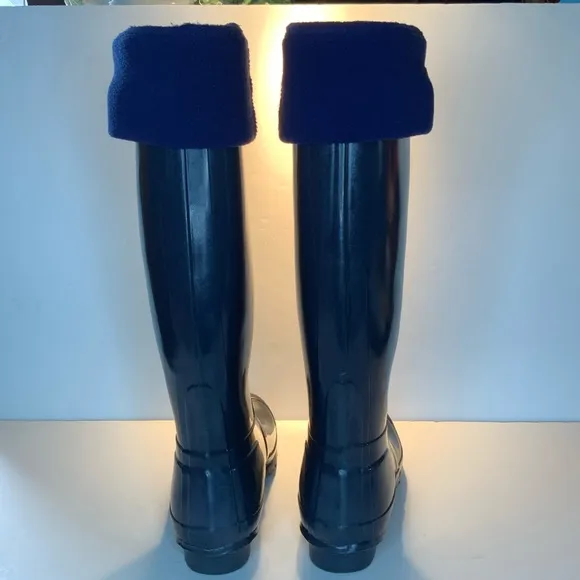 Hunter Tall Gloss Rain Boots &amp; Boot Socks 16&quot; #L1