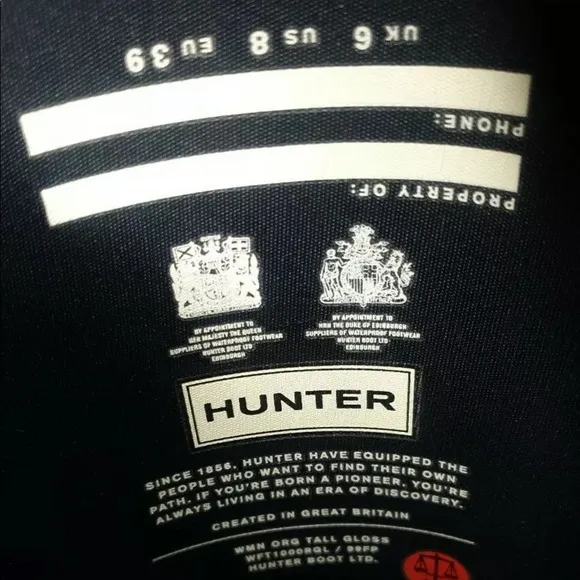 Hunter Tall Gloss Rain Boots &amp; Boot Socks 16&quot; #L1