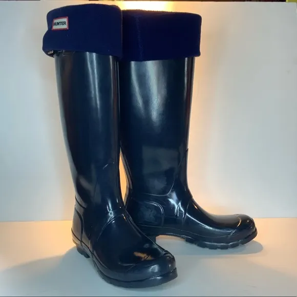 Hunter Tall Gloss Rain Boots &amp; Boot Socks 16&quot; #L1