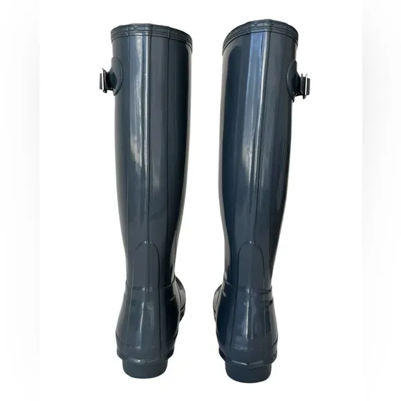 Hunter Tall Military Glossy Rain Boots dark grey 7