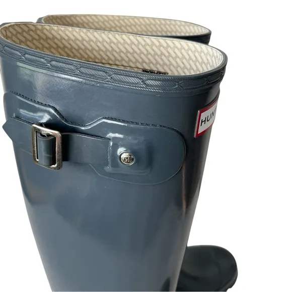 Hunter Tall Military Glossy Rain Boots dark grey 7
