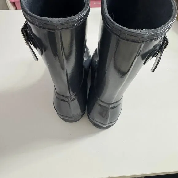 HUNTER Women's Original Short Gloss Rain Boots Navy Blue 5