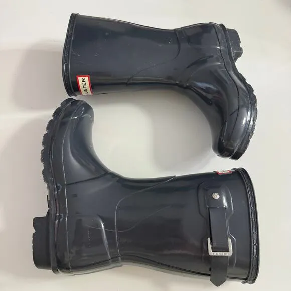 HUNTER Women's Original Short Gloss Rain Boots Navy Blue 5