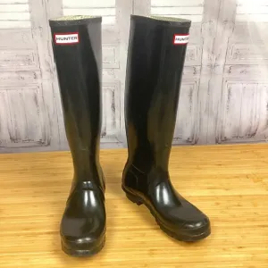 Hunter Women's Original Tall Gloss Rain Boots Black 7M/8F