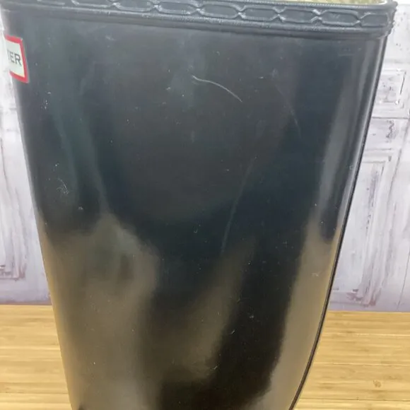Hunter Women's Original Tall Gloss Rain Boots Black 7M/8F