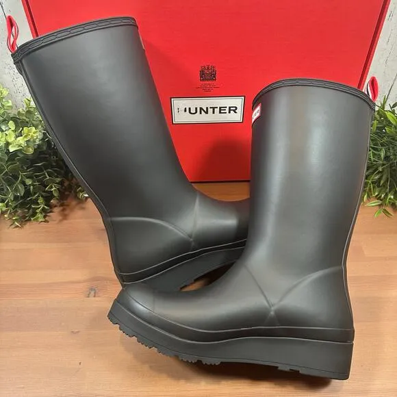 Hunter Women's Play Tall Rain Boots Black Size 9
