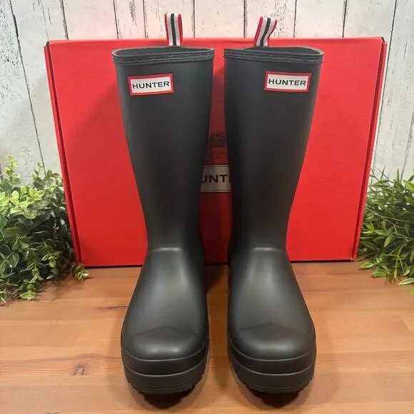 Hunter Women's Play Tall Rain Boots Black Size 9