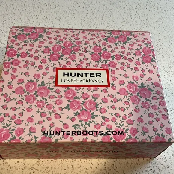 Hunter x LoveShackFancy women’s Short Rose Heart Rain Boot