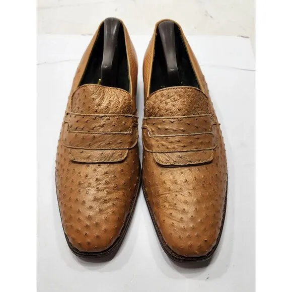 Hutton North Hampton Lefcourt Full Quill Slip On Loafers #46509 Tan Size 8.5