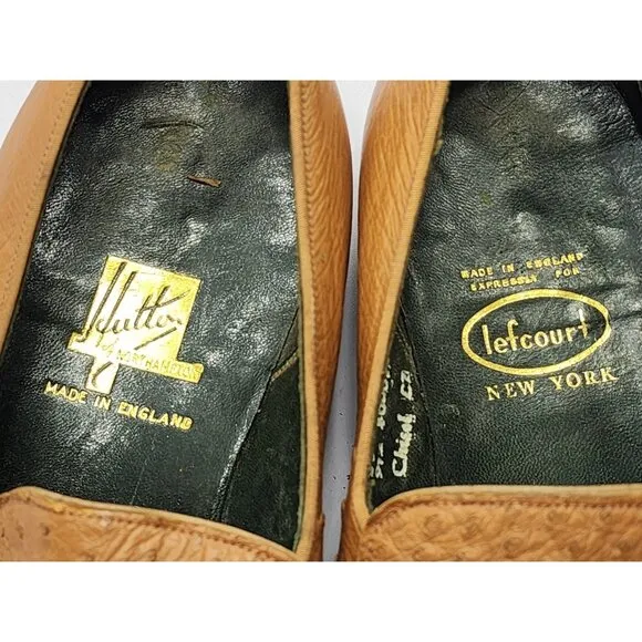 Hutton North Hampton Lefcourt Full Quill Slip On Loafers #46509 Tan Size 8.5