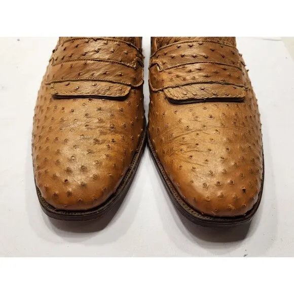 Hutton North Hampton Lefcourt Full Quill Slip On Loafers #46509 Tan Size 8.5