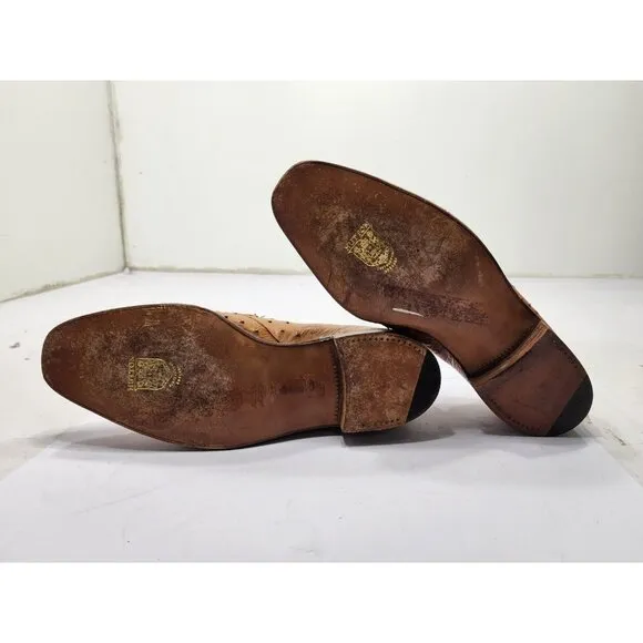 Hutton North Hampton Lefcourt Full Quill Slip On Loafers #46509 Tan Size 8.5