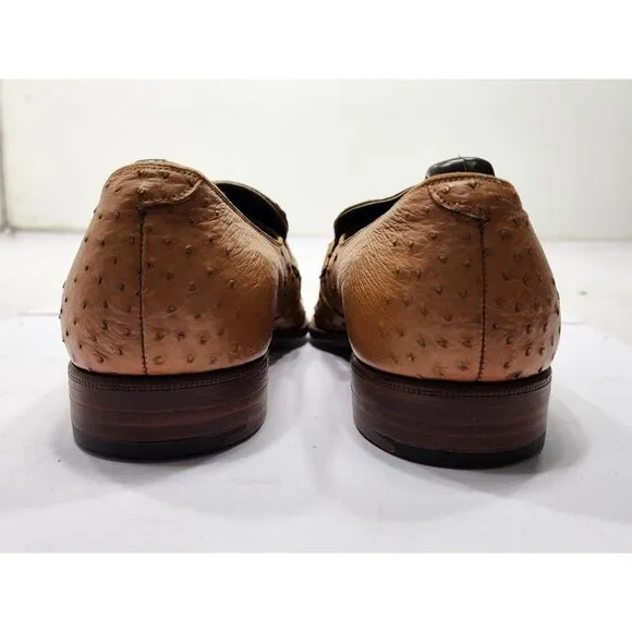 Hutton North Hampton Lefcourt Full Quill Slip On Loafers #46509 Tan Size 8.5
