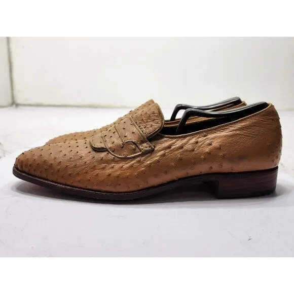 Hutton North Hampton Lefcourt Full Quill Slip On Loafers #46509 Tan Size 8.5
