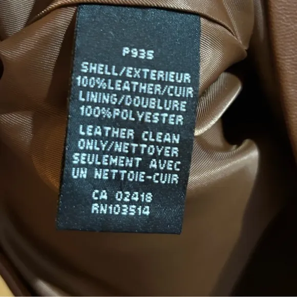 IDENTIFY Retro Brown Leather Double-Breasted Coat jacket size 8