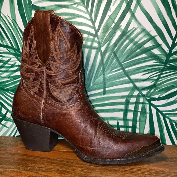 Idyllwind Brown Leather Embroidered Ankle Cowboy Boots Women’s 8.5 B