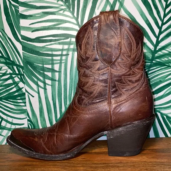 Idyllwind Brown Leather Embroidered Ankle Cowboy Boots Women’s 8.5 B
